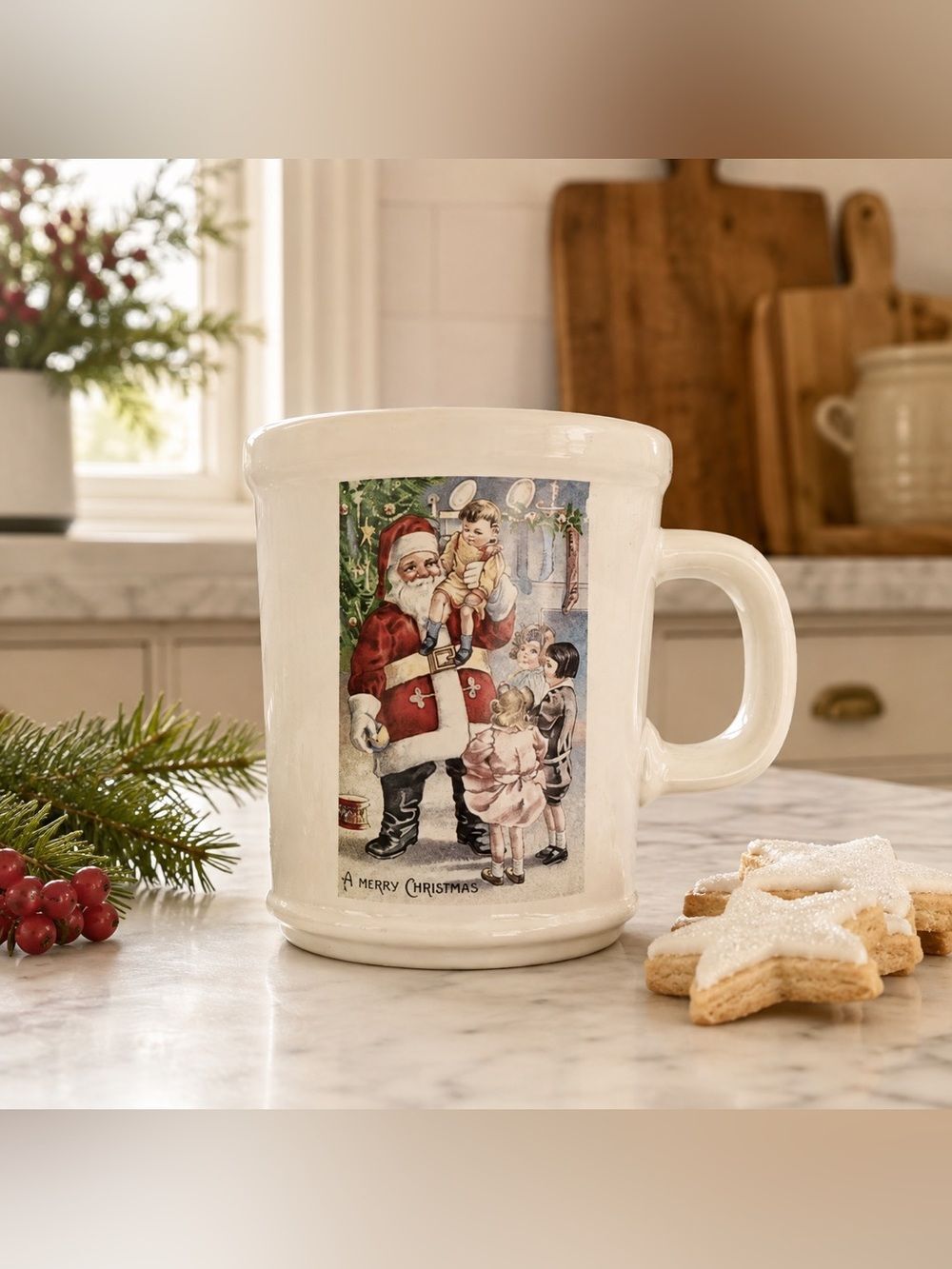 A Merry Christmas Magenta Santa clause mug